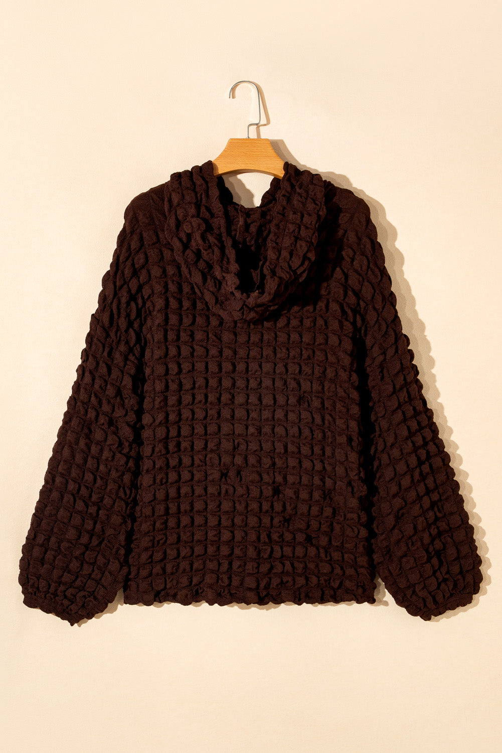 Green Bubble Textured Waffle Hoodie