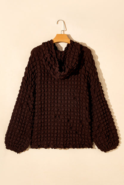 Green Bubble Textured Waffle Hoodie