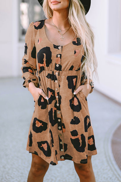 Leopard Print Long Sleeve Loose Top