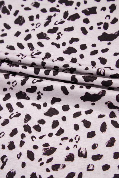 Animal Spotted Print Round Neck Long Sleeve Top