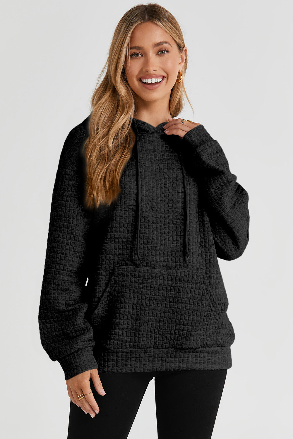 White MERRY AND BRIGHT Lattice Texture Hoodie