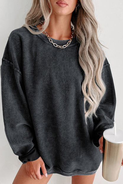 Black Christmas Neon Nutcrackers Mineral Wash Corded Sweatshirt