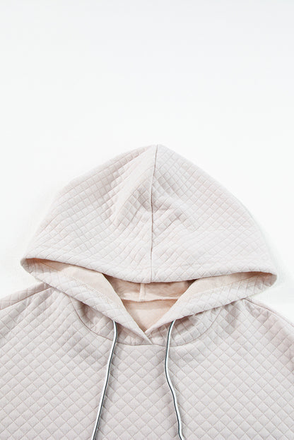 Black Solid Half Zipper Quilted Pullover Sweatshirt