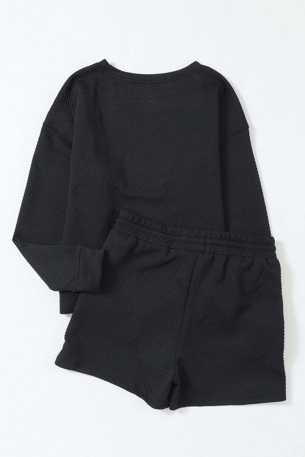 Black Ultra Loose Textured 2pcs Slouchy Outfit