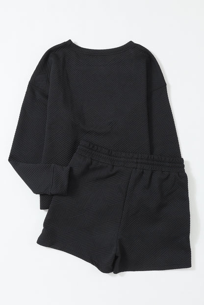 Black Ultra Loose Textured 2pcs Slouchy Outfit