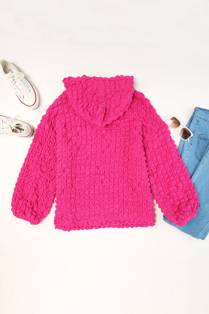 Green Bubble Textured Waffle Hoodie