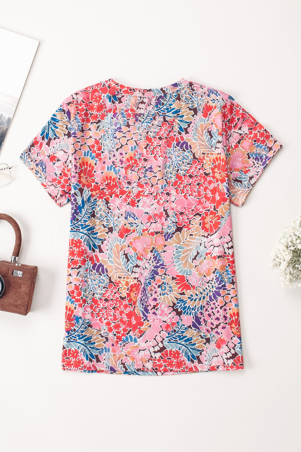 Multicolor Gorgeous Floral Print Tie V Neck Ruffle Dress
