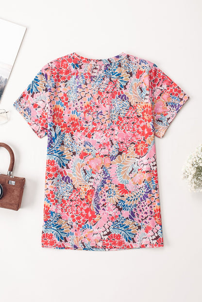 Multicolor Gorgeous Floral Print Tie V Neck Ruffle Dress