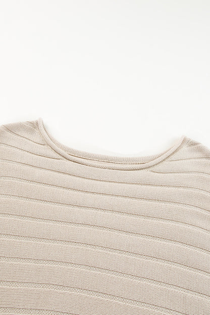 Black Exposed Seam Ribbed Knit Dolman Top