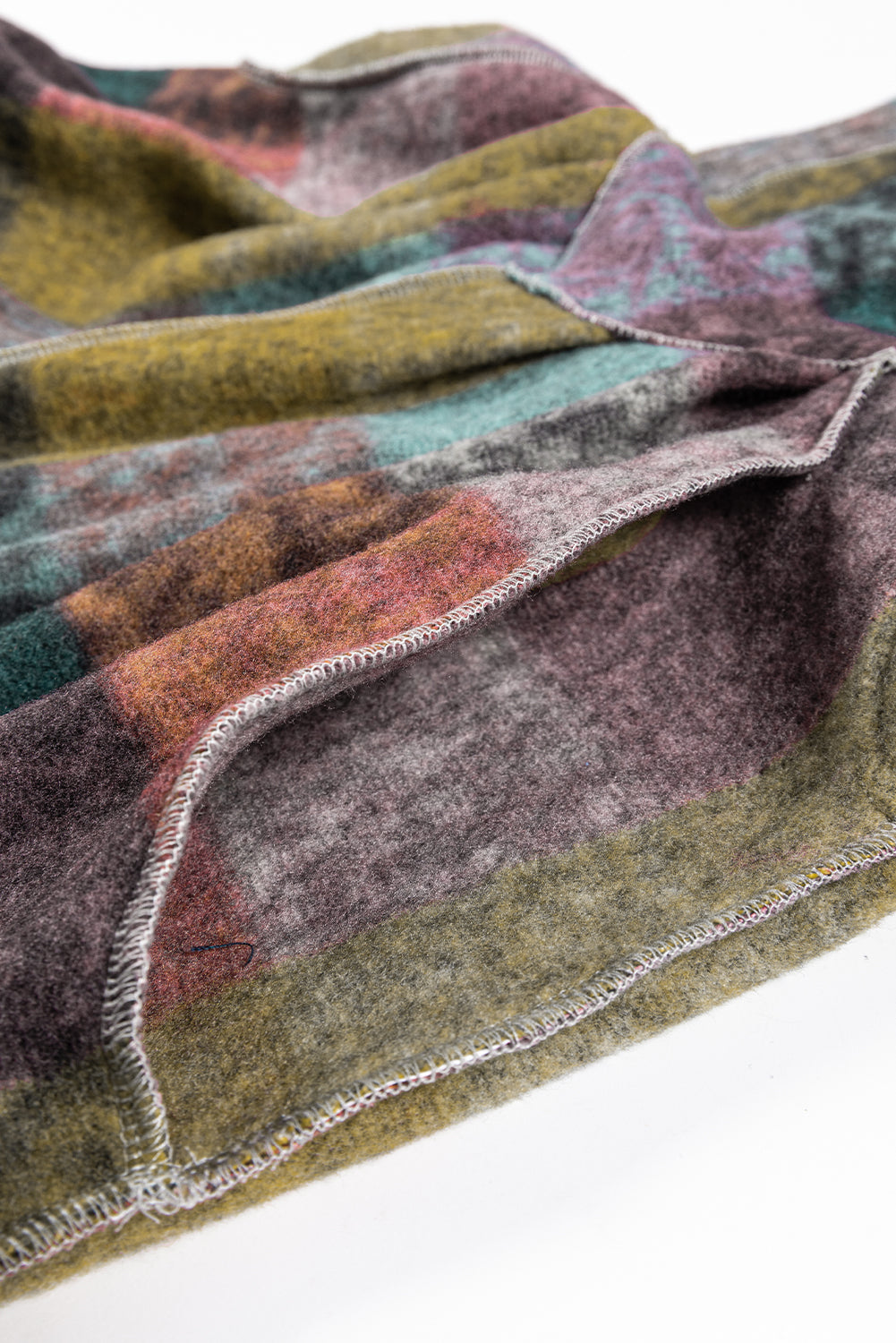 Multicolor Brushed Plaid Buttoned Pullover Oversized Hoodie