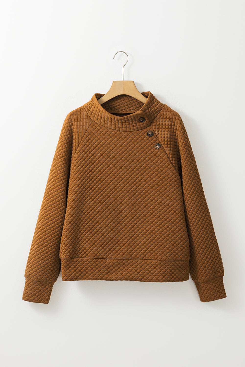 Black Solid Half Zipper Quilted Pullover Sweatshirt