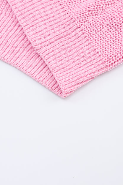 Black Ribbed Knit V Neck Sweater