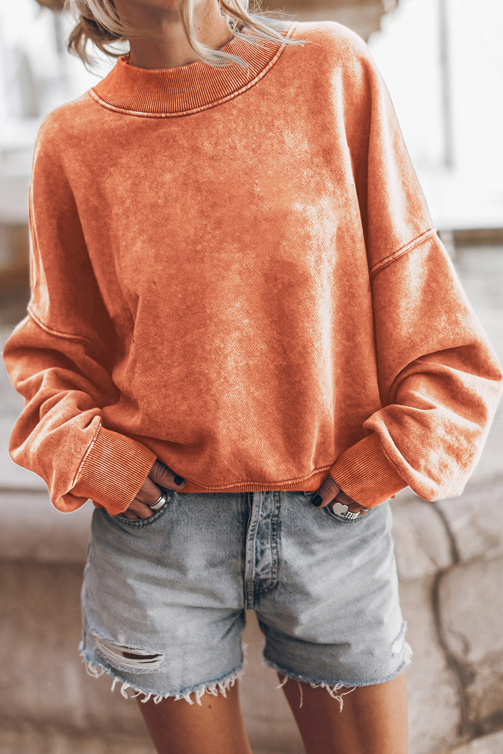 Green Drop Shoulder Crew Neck Pullover Sweatshirt