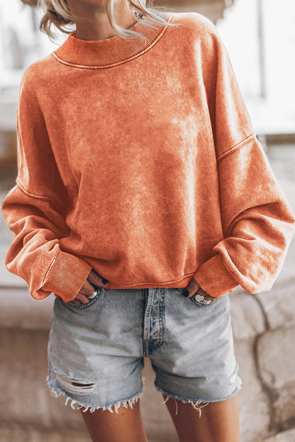 Green Drop Shoulder Crew Neck Pullover Sweatshirt