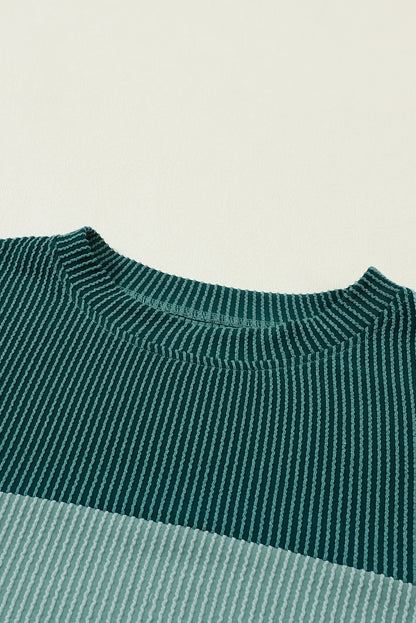 Mineral Red Plus Size Ribbed Colorblock Long Sleeve Top