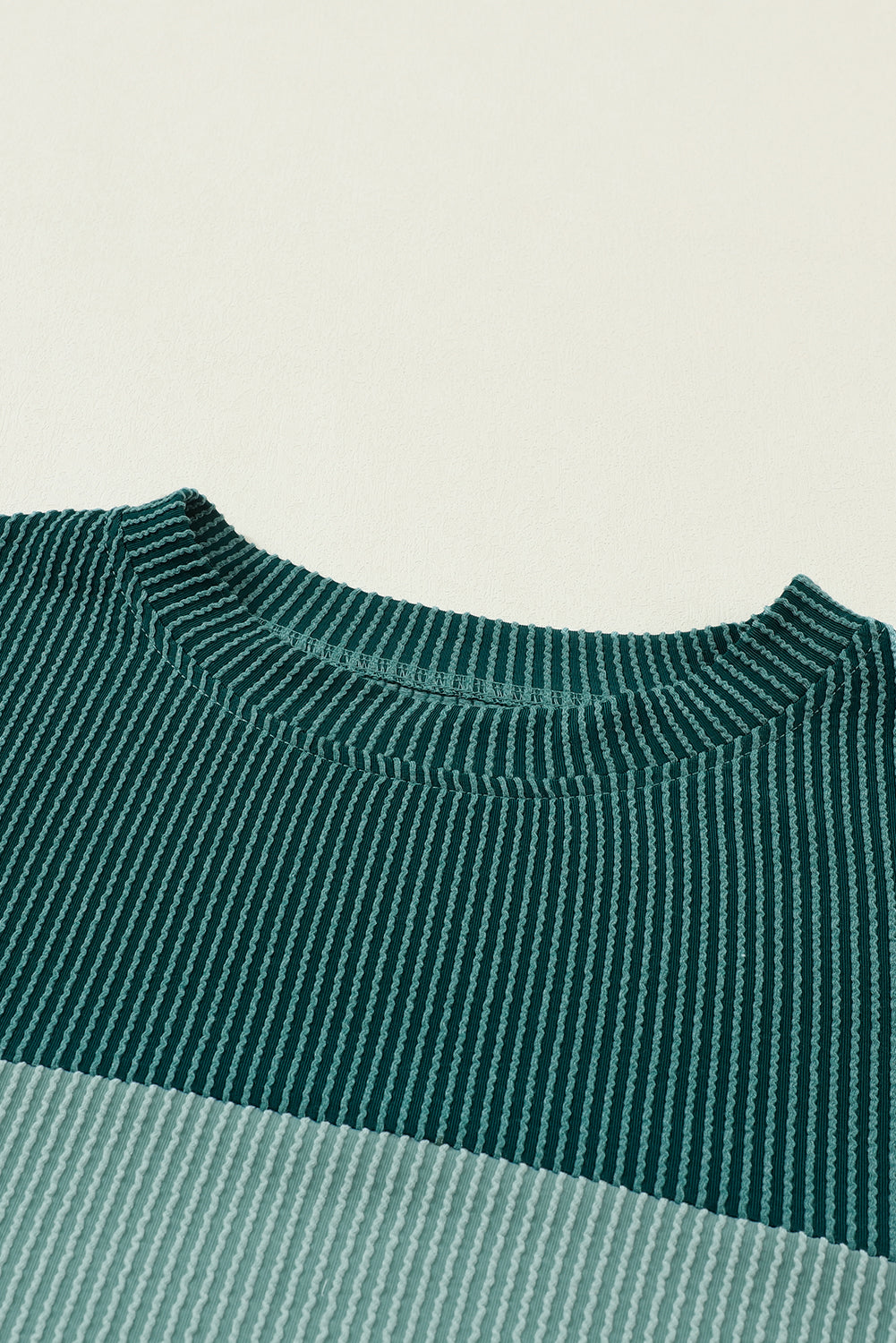 Mineral Red Plus Size Ribbed Colorblock Long Sleeve Top