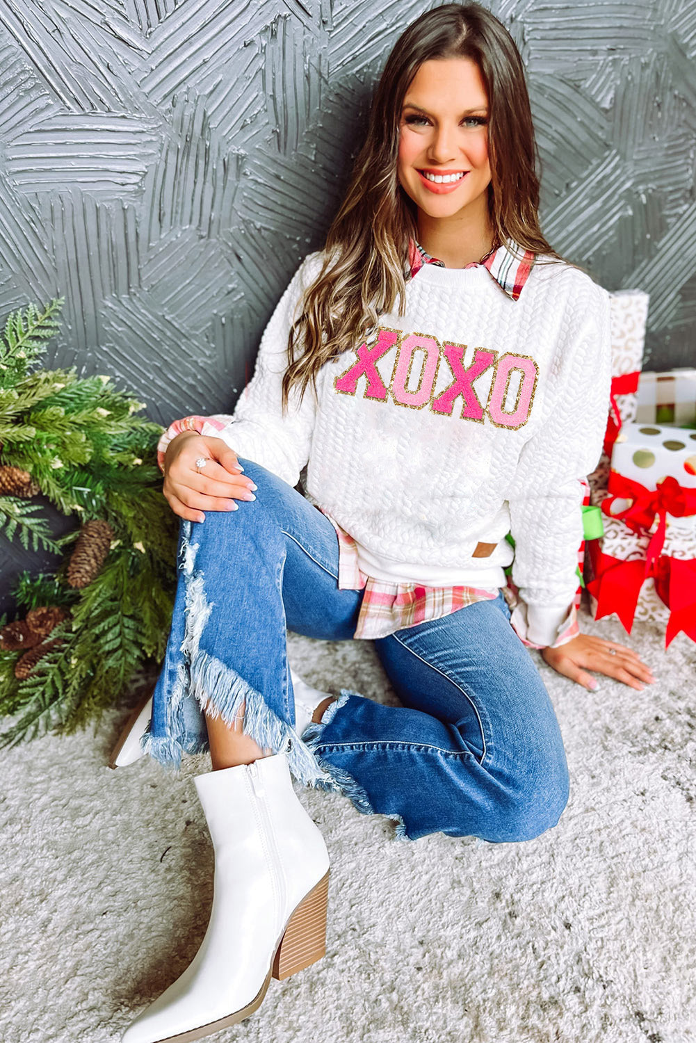 Black Merry And Bright Cable Knit Pullover Sweatshirt