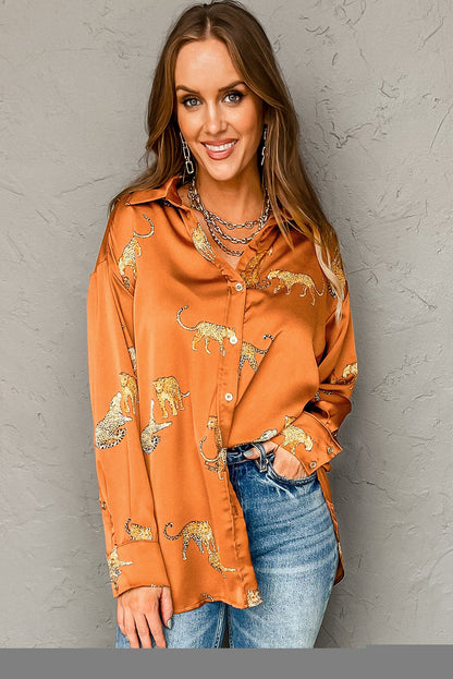 Lively Tiger Print Casual Sweatshirt