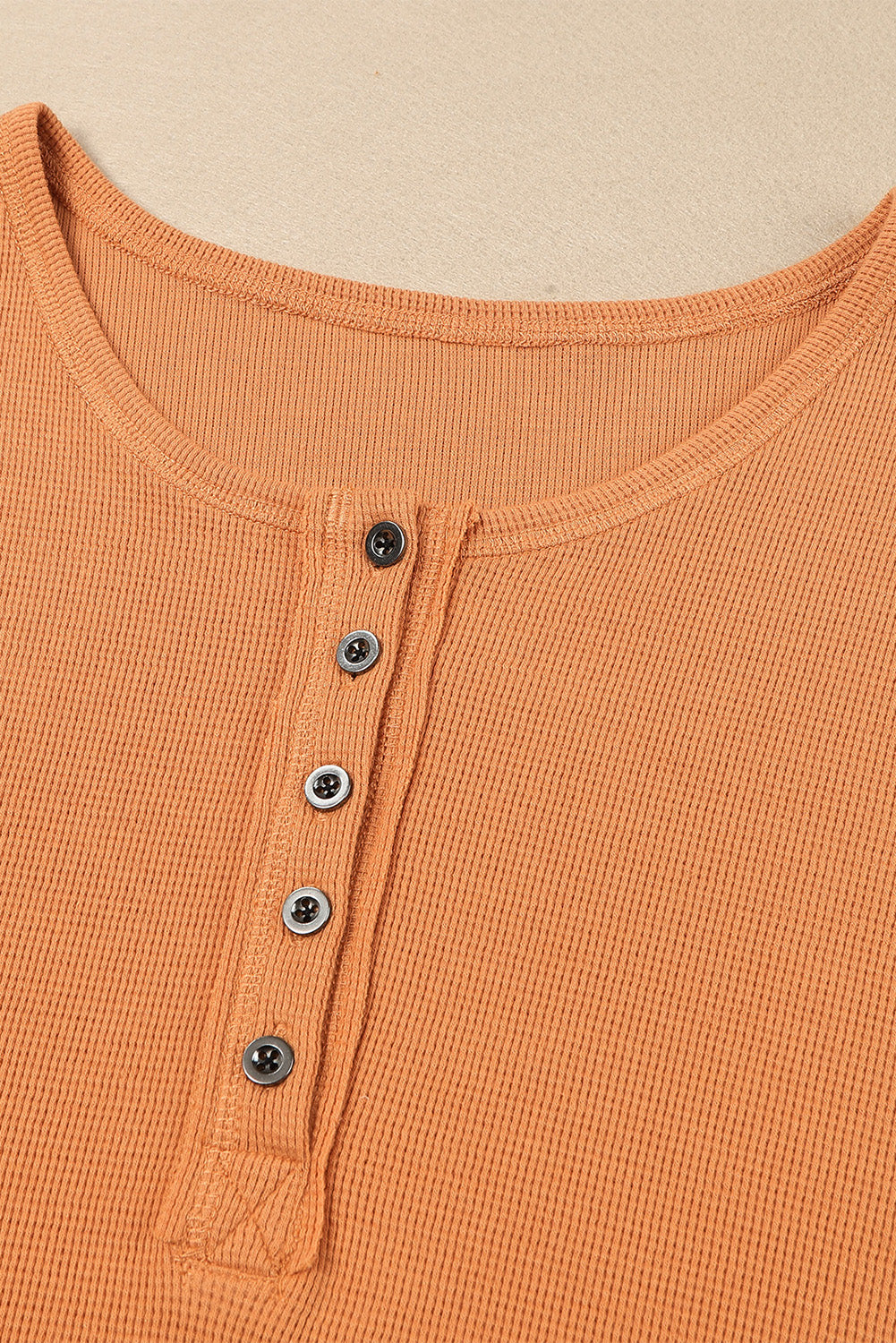 White Waffle Knit Henley Top