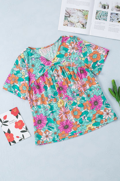 Fiery Red Round Neck Sleeveless Floral Mini Dress