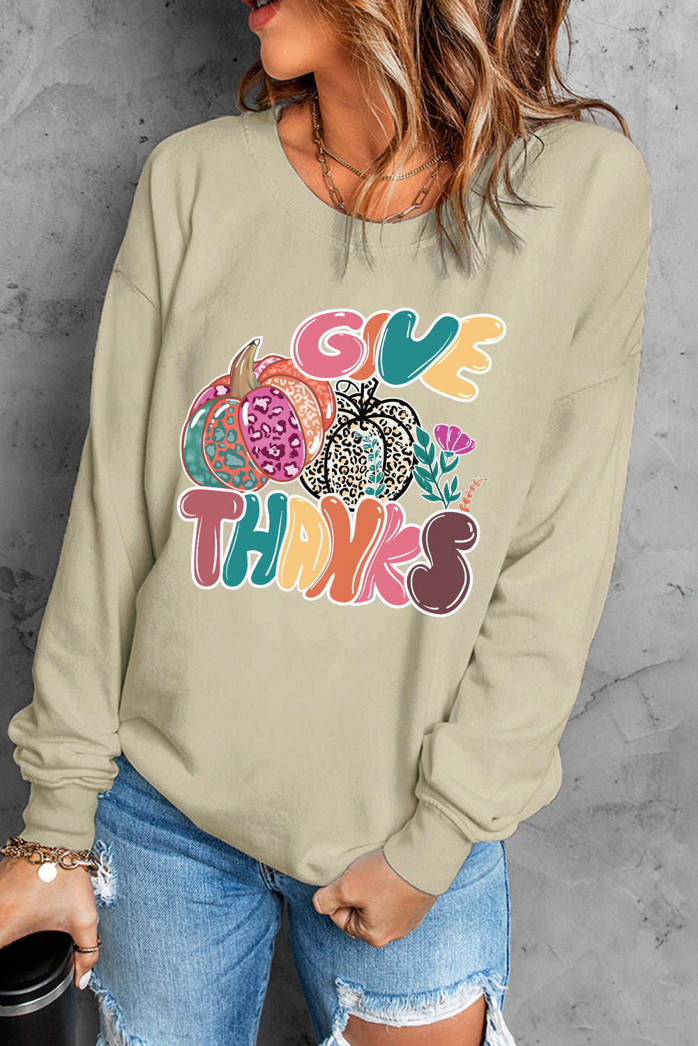Pink MERRY Alphabet Print Loose Fit Christmas Sweatshirt