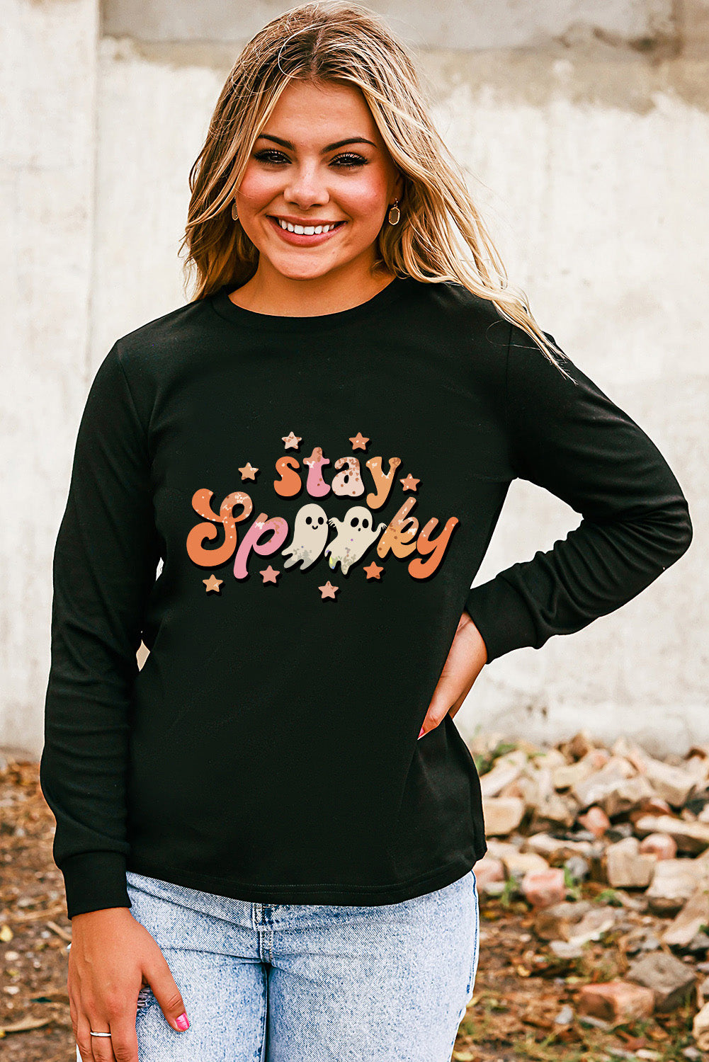 Pink MERRY Alphabet Print Loose Fit Christmas Sweatshirt