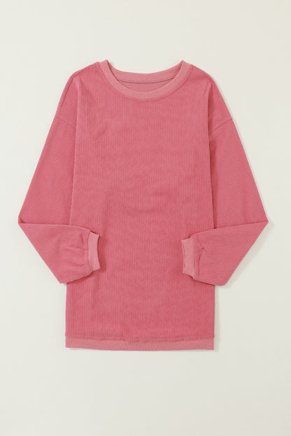 Strawberry Pink IN MY MERRY ERA Loose Fit Corded Sweatshirt