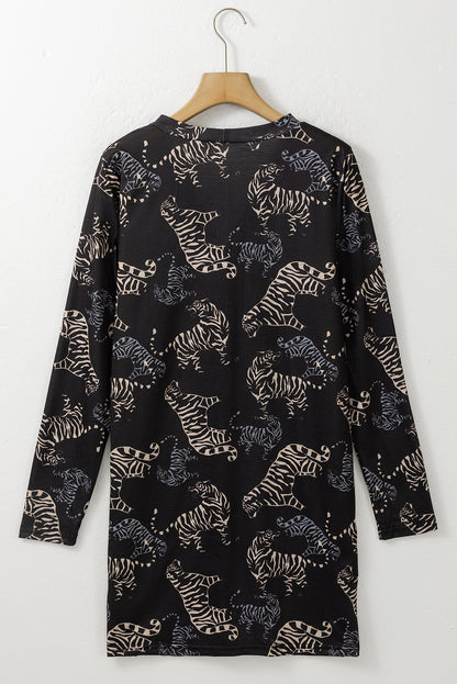 Black Sequined Santa Claus Button Up Cardigan