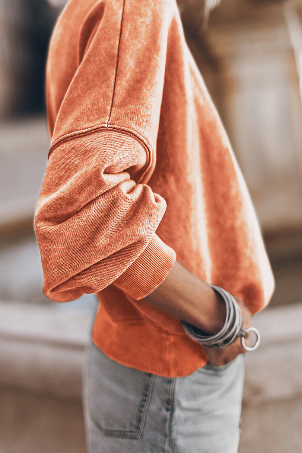 Green Drop Shoulder Crew Neck Pullover Sweatshirt