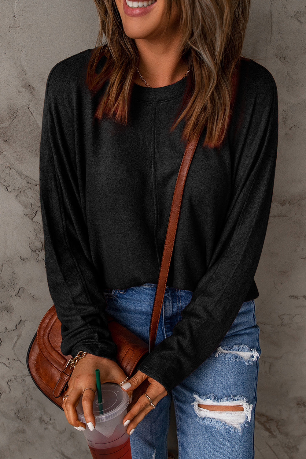 Red Sequined Christmas Favor Sleeve Casual Pullover