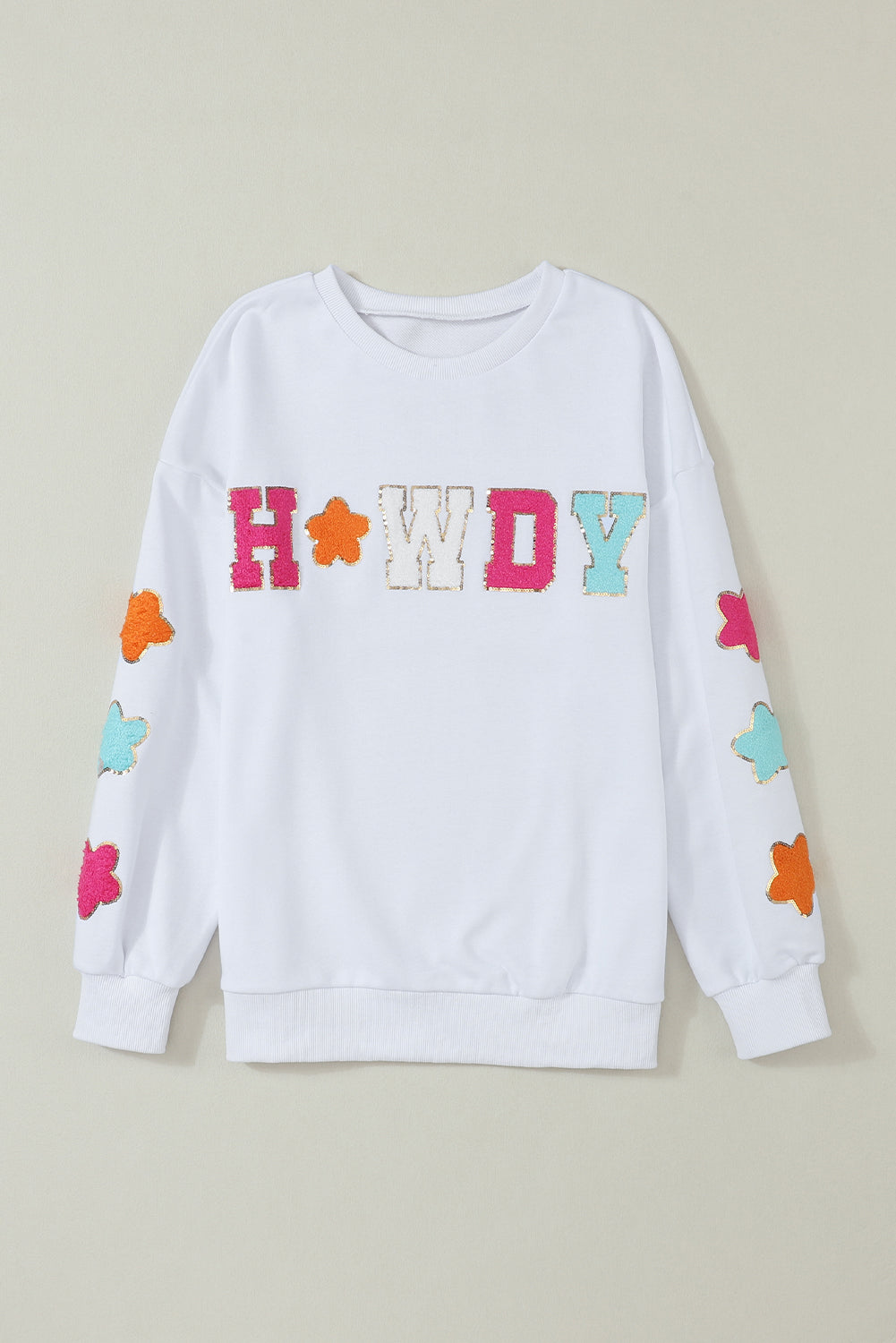 Black Glitter Howdy Patch Graphic Casual Sweatshirt