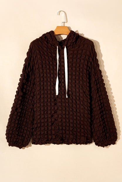 Green Bubble Textured Waffle Hoodie