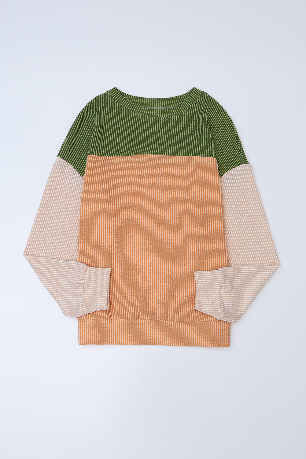 Mineral Red Plus Size Ribbed Colorblock Long Sleeve Top