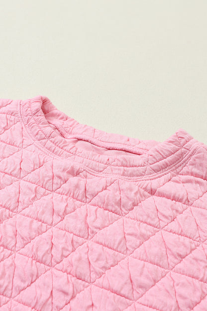 Coffee Solid Color Quilted Kangaroo Pocket Hoodie