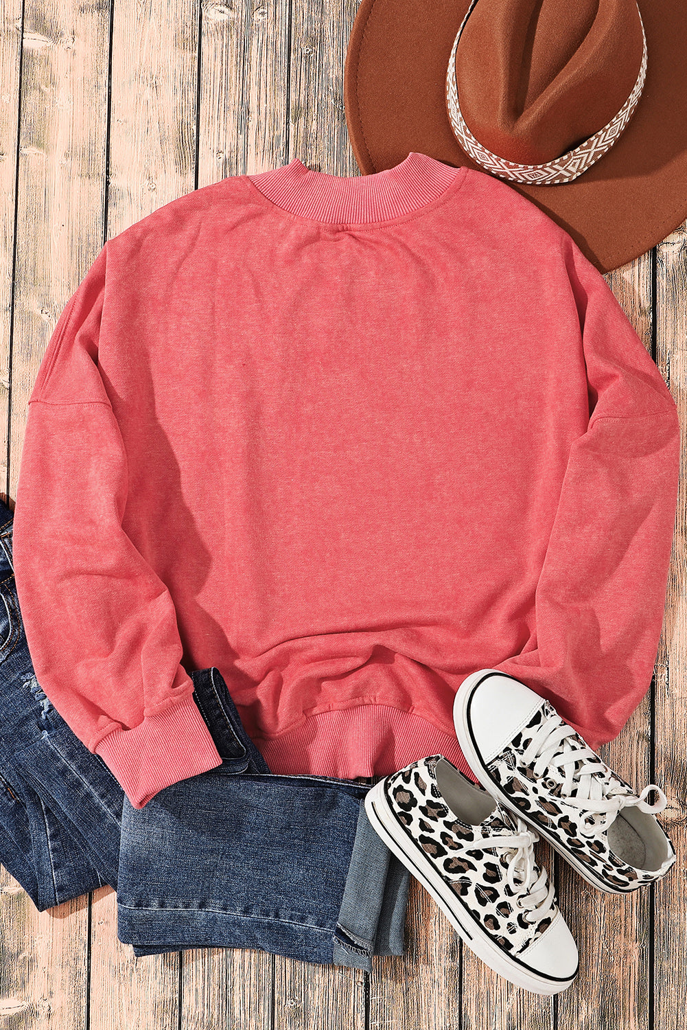 Green Drop Shoulder Crew Neck Pullover Sweatshirt