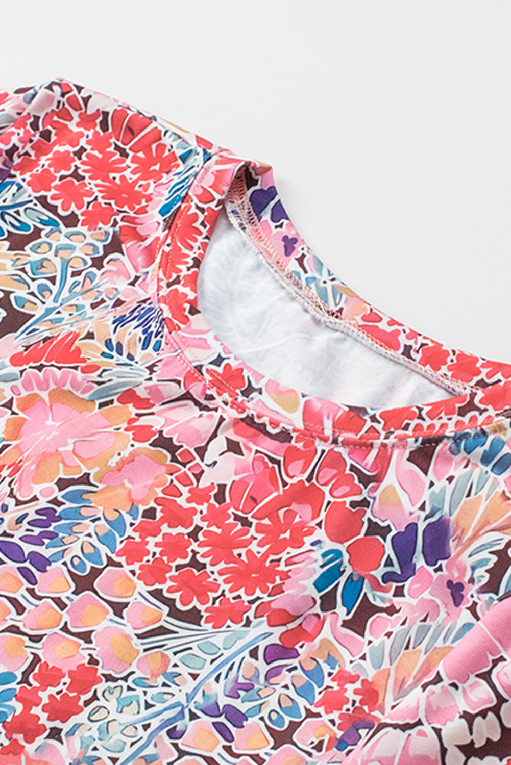 Multicolor Gorgeous Floral Print Tie V Neck Ruffle Dress