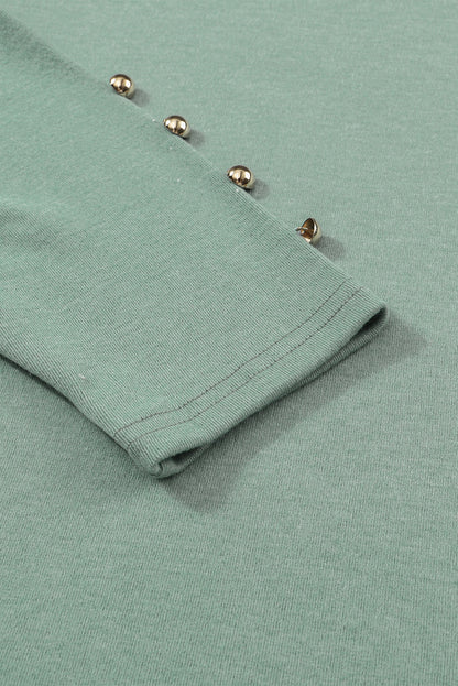 Gray Buttoned Puff Long Sleeve Sheath Top