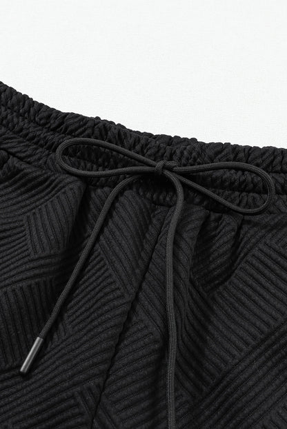 Black Ultra Loose Textured 2pcs Slouchy Outfit