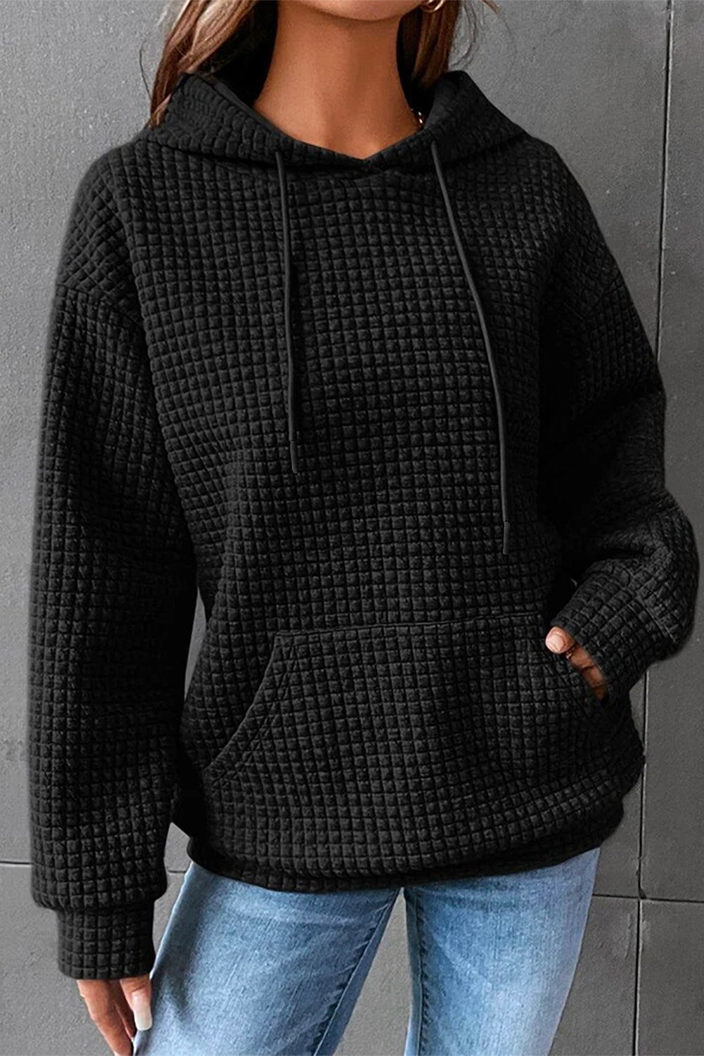 White MERRY AND BRIGHT Lattice Texture Hoodie