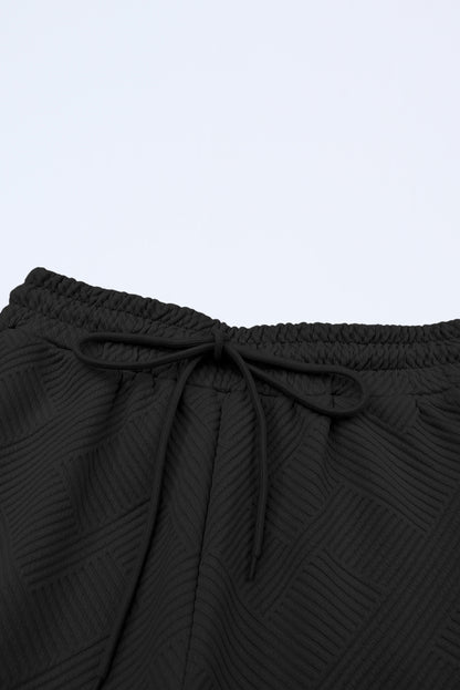 Black Ultra Loose Textured 2pcs Slouchy Outfit