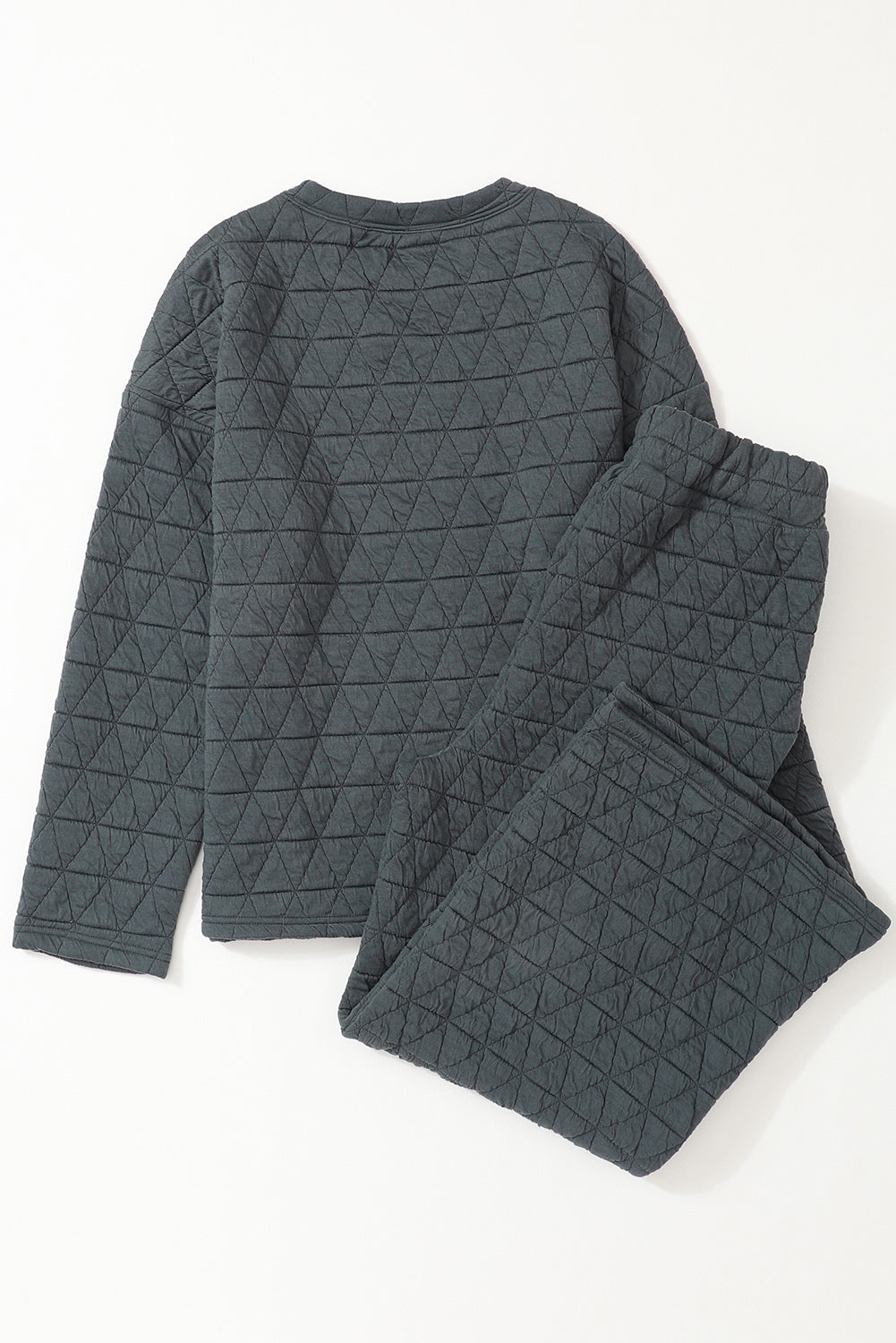 Coffee Solid Color Quilted Kangaroo Pocket Hoodie