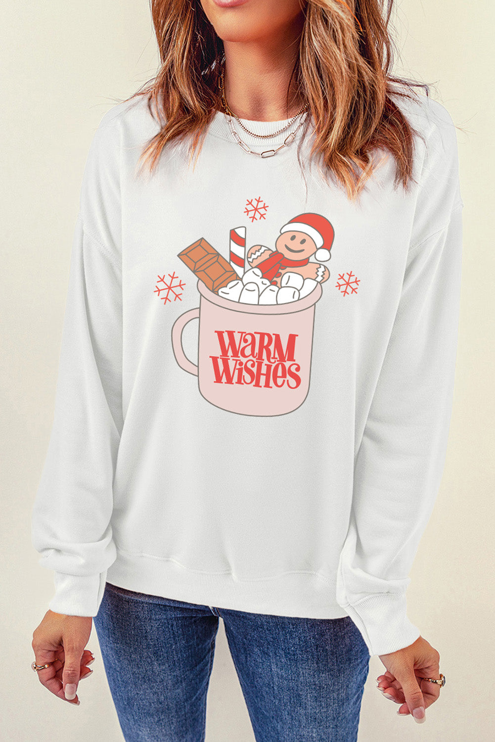 Pink MERRY Alphabet Print Loose Fit Christmas Sweatshirt