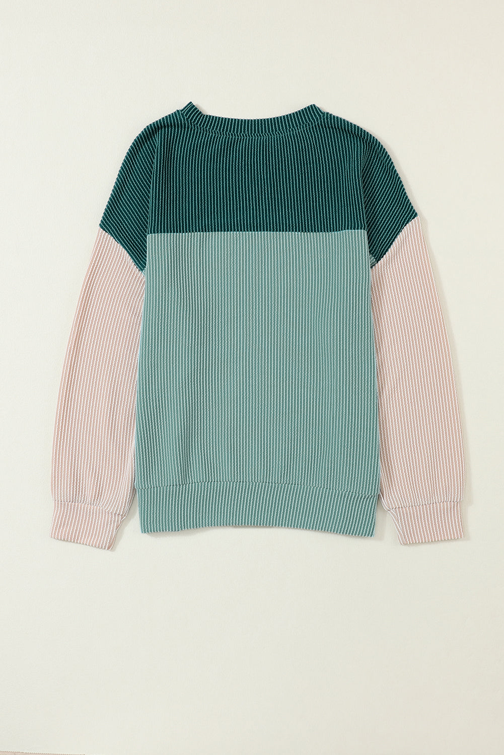 Mineral Red Plus Size Ribbed Colorblock Long Sleeve Top