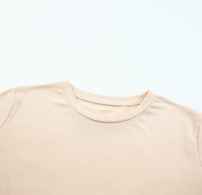 Black Solid Color Crew Neck Tee