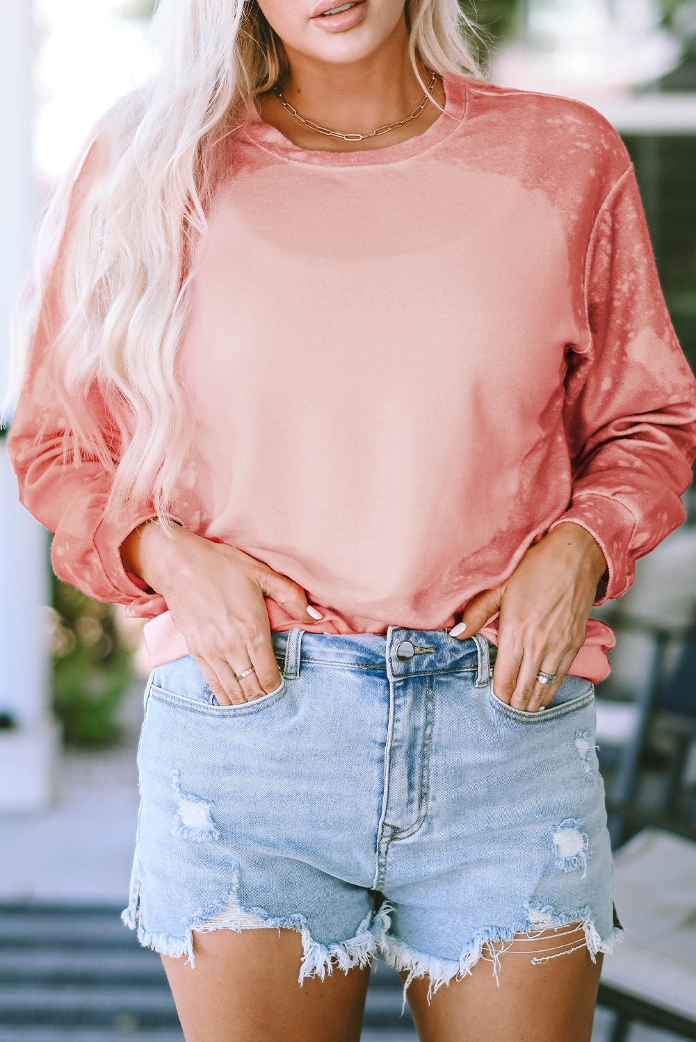 Pink Tie Dye Santa Claus Graphic Pullover Sweatshirt