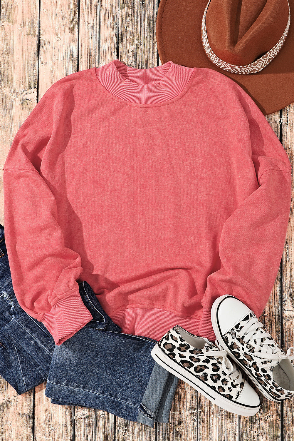 Green Drop Shoulder Crew Neck Pullover Sweatshirt