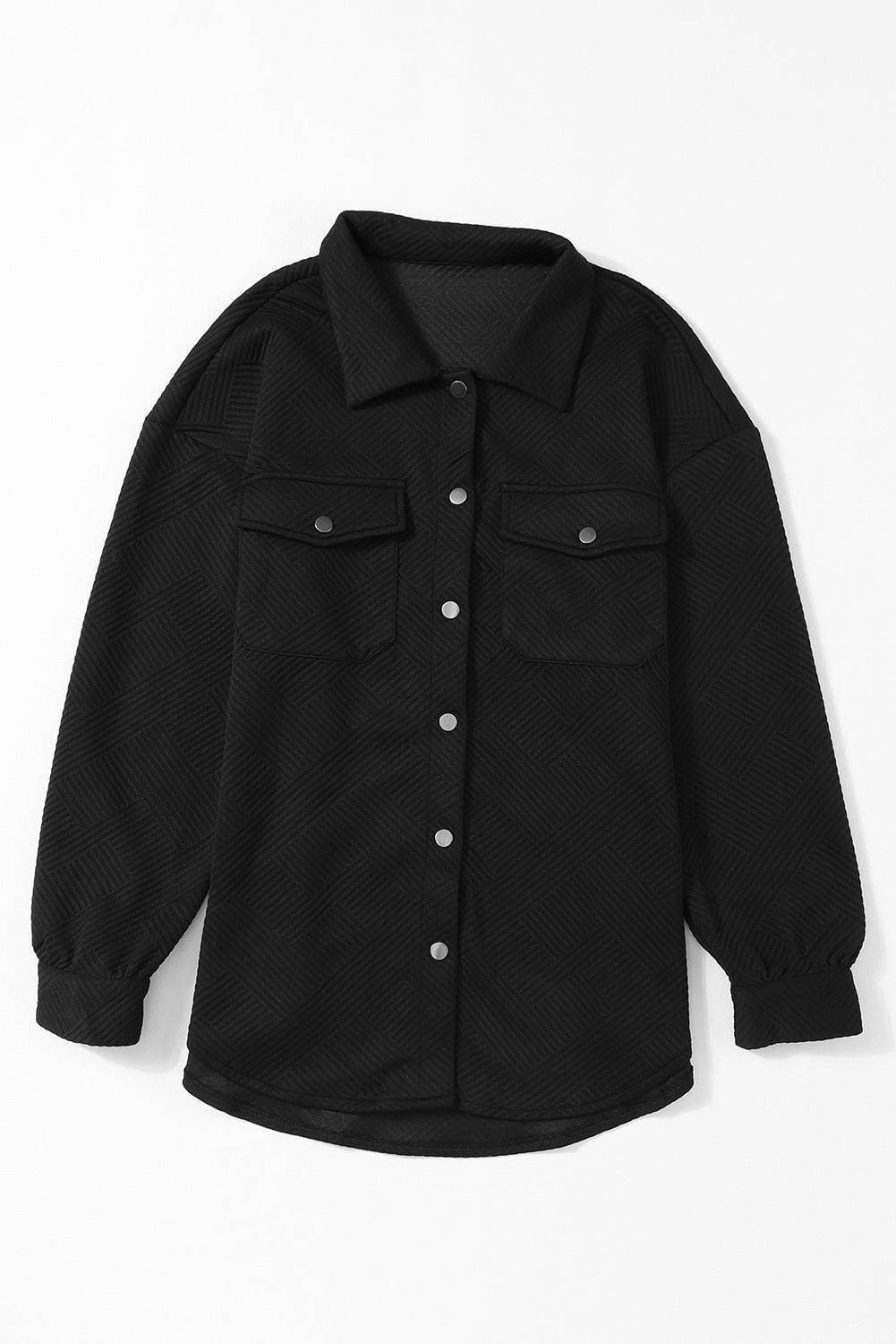 Khaki Solid Textured Flap Pocket Buttoned Shacket
