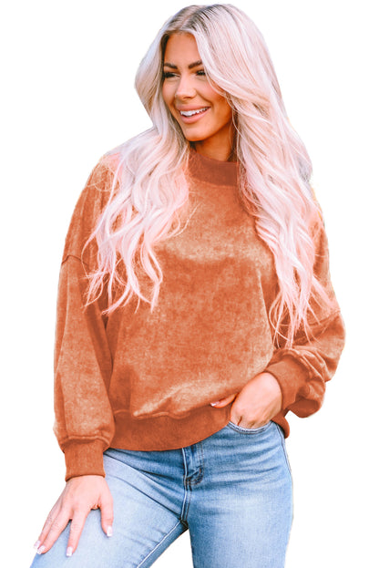 Green Drop Shoulder Crew Neck Pullover Sweatshirt