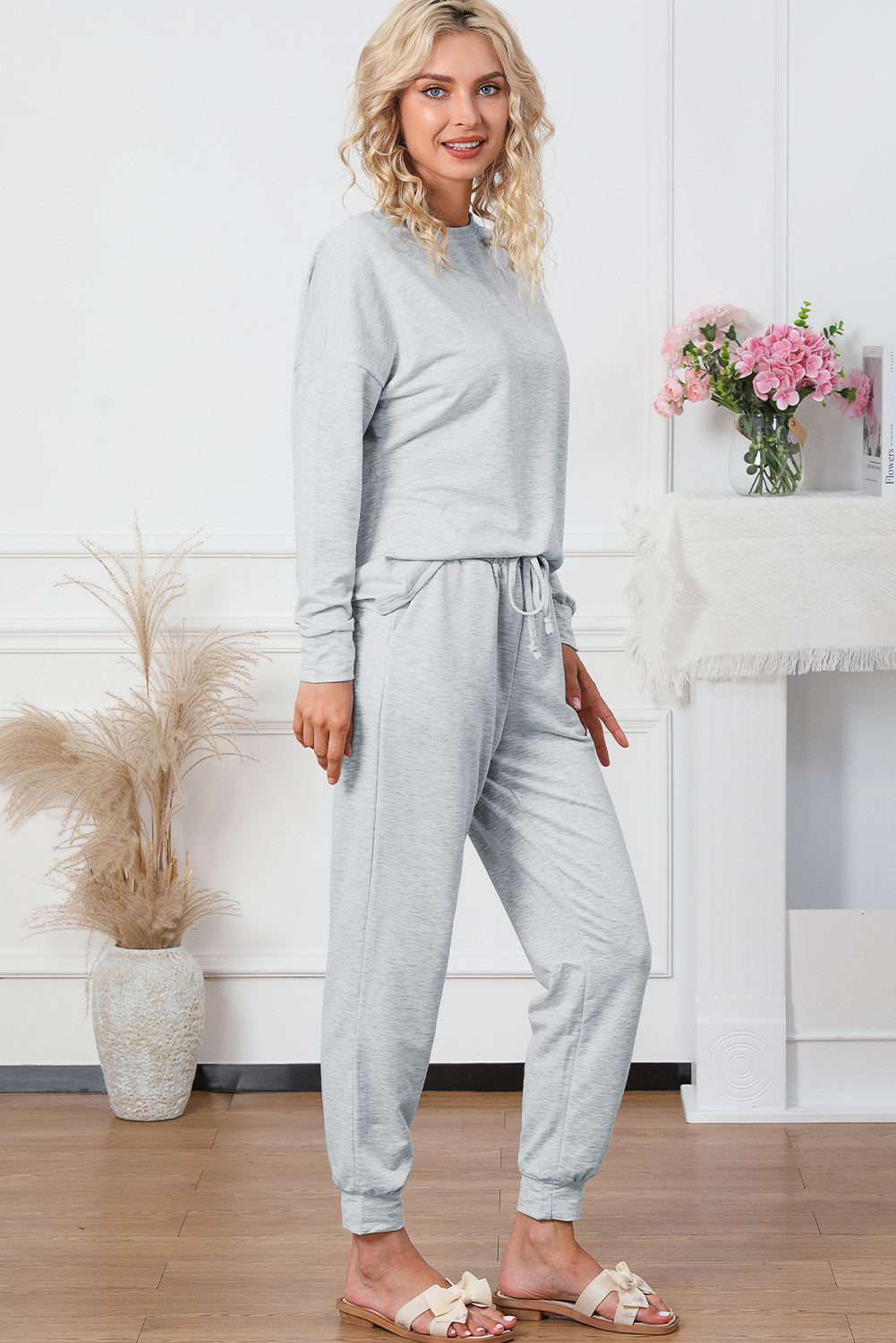 Spinach Green Sequined Christmas Cane Pattern Lounge Sweatsuit