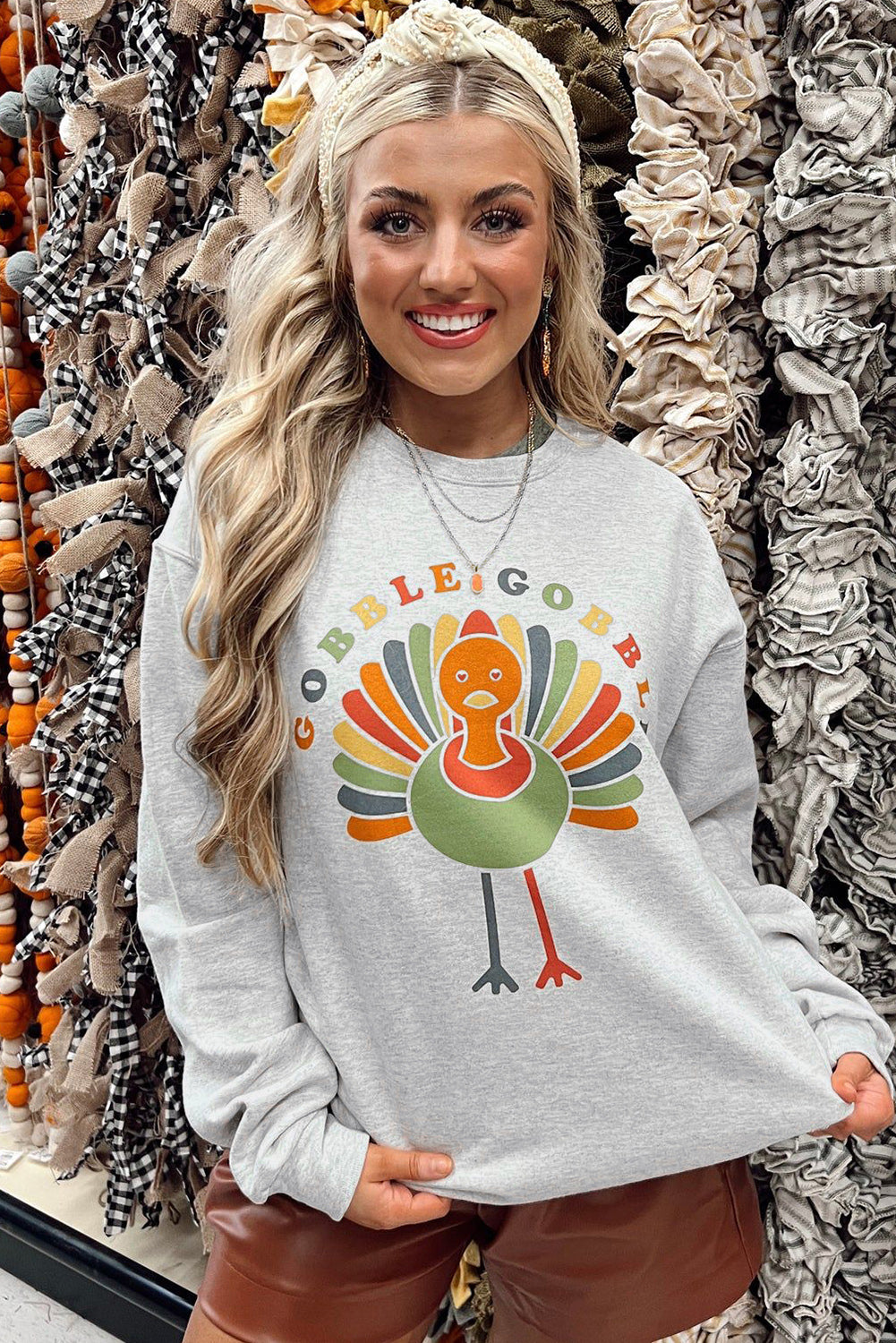 Pink MERRY Alphabet Print Loose Fit Christmas Sweatshirt